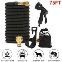 Nordara 75FT Expandable Garden Hose Pipe Flexible With Water Spray Gun in Black | Size: 2.5kg