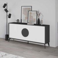 Decortie 'Gora' Four Door Sideboard with Chipboard Handles & Metal Legs in Dark Grey | Size: 3 Pack