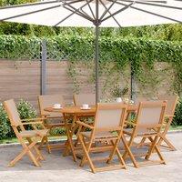 Berkfield Home Folding Garden Chairs 6 pcs Taupe Fabric & Solid Wood