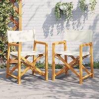 Berkfield Home Folding Director Chairs 2 pcs Cream White Fabric in Cream