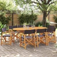 Berkfield Home 8 Piece Folding Garden Chairs Dark Grey Fabric