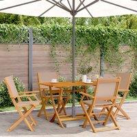 Berkfield Home Folding Garden Chairs 4 pcs Taupe Fabric & Solid Wood