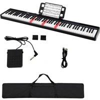 Costway 88-Key Digital Piano Electronic Keyboard Portable Piano Bag Ideal for Beginner in Black
