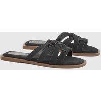 Oasis Women's Michelle Faux Suede Caged Slip-On Flat Sandals in Black | Size: 3