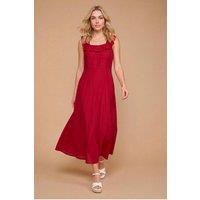 Dorothy Perkins Women's Pin Tuck Ruffle Sleeveless Midi Dress in Burnt Orange | Size: 16