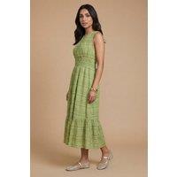 Dorothy Perkins Women's Petite Shaped Shirred Bodice Midi Dress in Sage | Size: 18