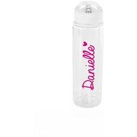Personalised Memento Company Women's Personalised Pink Heart Name Only Water Bottle in Clear