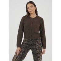 Brave Soul Women's Soft Touch Crew Neck Cardigan in Chocolate | Size: Large