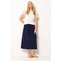 Long Tall Sally Women's Tall Tie Waist Midi Skirt in Dark Navy | Size: 22-24
