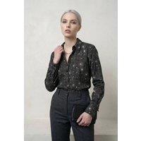 MyFashion Women's Abstract Print Button-Up Shirt in Black | Size: Small