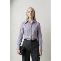 MyFashion Women's Abstract Print Button-Up Shirt in Lilac | Size: Small
