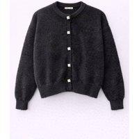 MixRay Women's Oversized Jacquard Button Cardigan in Black
