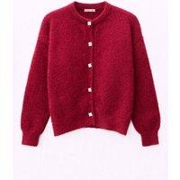 MixRay Women's Oversized Jacquard Button Cardigan in Burgundy