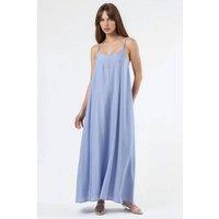 Busem Women's Loose Fit U Collar Midi Dress in Baby Blue | Size: Small