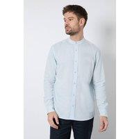 Burton Men's Light Blue Linen Blend Grandad Collar Shirt | Size: Medium