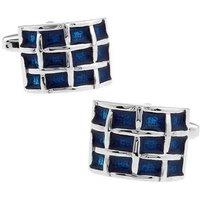Charles William Men's Premium Blue & Silver Criss Cross Cufflinks in Novelty Pattern