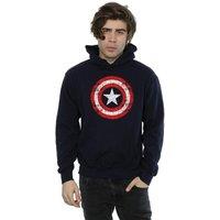 Marvel Men's Avengers Captain America Scratched Shield Hoodie in Navy | Size: Medium