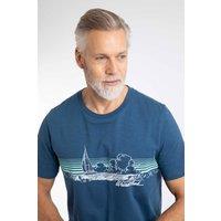Weird Fish Men's Nautical Sky Front Print Graphic T-Shirt in Bright Blue | Size: Small