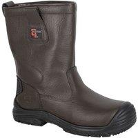 Grafters Men's Action Leather Safety Extra Wide Rigger Boots in Brown | Size: 8