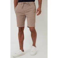 Threadbare Men's Elasticated Waist Stretch Chino Shorts in Taupe | Size: 36R