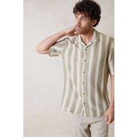 Threadbare Men's Crochet Relaxed Fit Short Sleeve Shirt in Stone | Size: Small