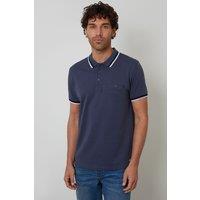 Threadbare Men's Jetted Pocket Cotton Polo Shirt in Blue | Size: Small