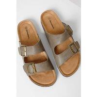 Threadbare Men's Slip On Two Buckle Strap Sandals in Stone | Size: 10