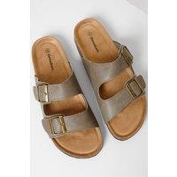 Threadbare Men's Slip On Two Buckle Strap Sandals in Stone | Size: 12