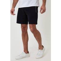 Threadbare Men's Pique Pleated Sweat Shorts in Black | Size: Large