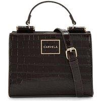 Carvela Women's 'Jessica Mini Tote 2' Croc Print Bag in Dark Brown