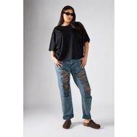 Shnoo Women's Distressed Straight-Leg Jeans in Grey | Size: 24