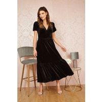 Yumi Women's Black Velvet Midi Dress | Size: 16