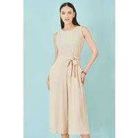 Yumi Women's Beige Viscose Culotte Jumpsuit in Natural | Size: 18