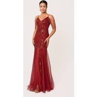 LuvForever Fashion Women's Vinora - Wine Sequin Maxi Dress | Size: 14
