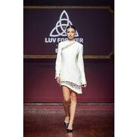 LuvForever Fashion Women's Aurelia Rose - Ivory Mini Dress | Size: 8