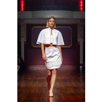 LuvForever Fashion Women's Ophira - White Mini Skirt Cape Suit | Size: 8