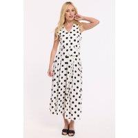 Liquorish Women's Polka Dot Linen Blend Co-Ord Set in White | Size: Small