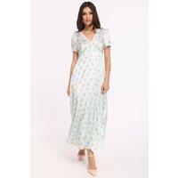 Liquorish Women's Mint Floral V Neck Midi Dress in Green | Size: Small