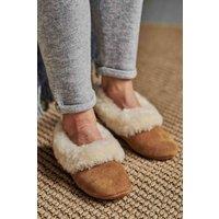 WoolOvers Women's Sheepskin Collar Ballerina Slippers in Tan | Size: 9