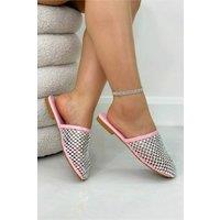 Love Lemonade Women's Sparkly Prism Glow Mule Sliders in Pink | Size: 6