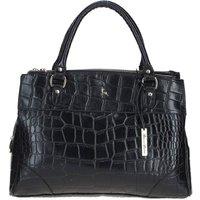 Ashwood Leather Women's 'Borsa Verniciata' Three Section Shoulder Bag in Black