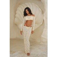 Moda Minx Women's Whitehaven Maxi Skirt in Cream | Size: S/M