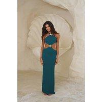 Moda Minx Women's Adelaide Scrunch Maxi Dress in Dark Green | Size: S/M