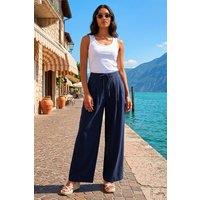 Roman Women's Fluid Tie Waist Smart Trouser in Navy | Size: 18