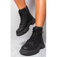 IKRUSH Women's Clarissa Chunky Lace Up Platform Ankle Boots in Black | Size: 3