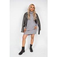 IKRUSH Women's Ivanya High Neck Long Sleeve Knitted Jumper Dress With Bobble Detail in Black
