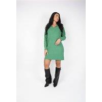 IKRUSH Women's Danika Ribbed Knit Mini Dress With Zip Collar in Green