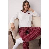 WOVCOR Women's 2-Piece 100% Cotton Checked Pocket Detail Pajama Set | Size: XS