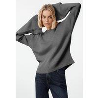WOVCOR Women's Relaxed Fit Turtleneck Knit Jumper in Grey | Size: Small