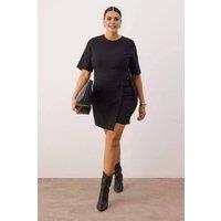 WOVCOR Women's Asymmetric Hem Tailored Mini Playsuit with Short Sleeves in Black | Size: 16